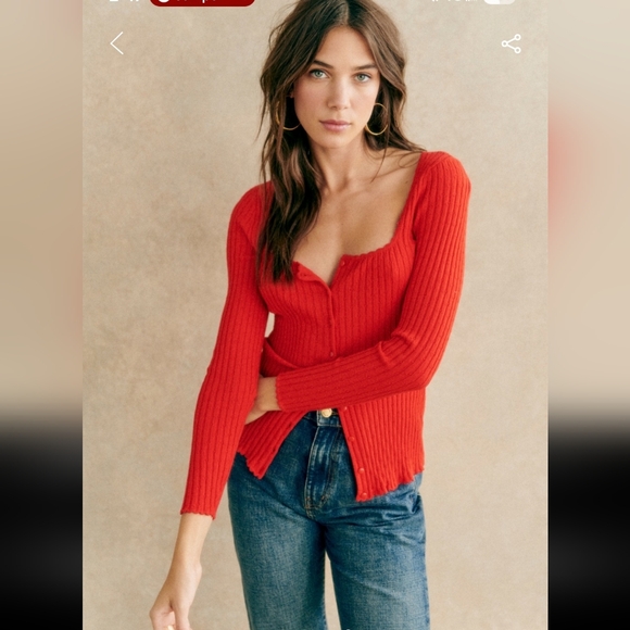 Sézane Ambroise Red Cardigan - Picture 4 of 5